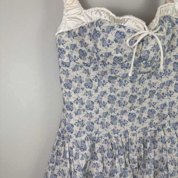 ASTR The Label Adrienne Blue Floral Mini Dress XL Corset Bust Cottagecore NWT - Picture 5 of 11